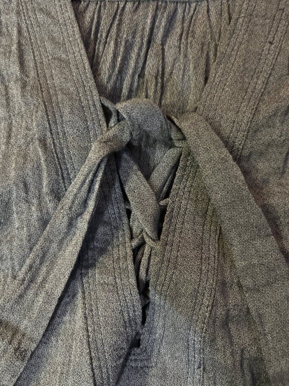 Lucky Brand Gray Textured Sleeveless Tie Neck Blouse Womens L/XL? Used Boho - Picture 6 of 13
